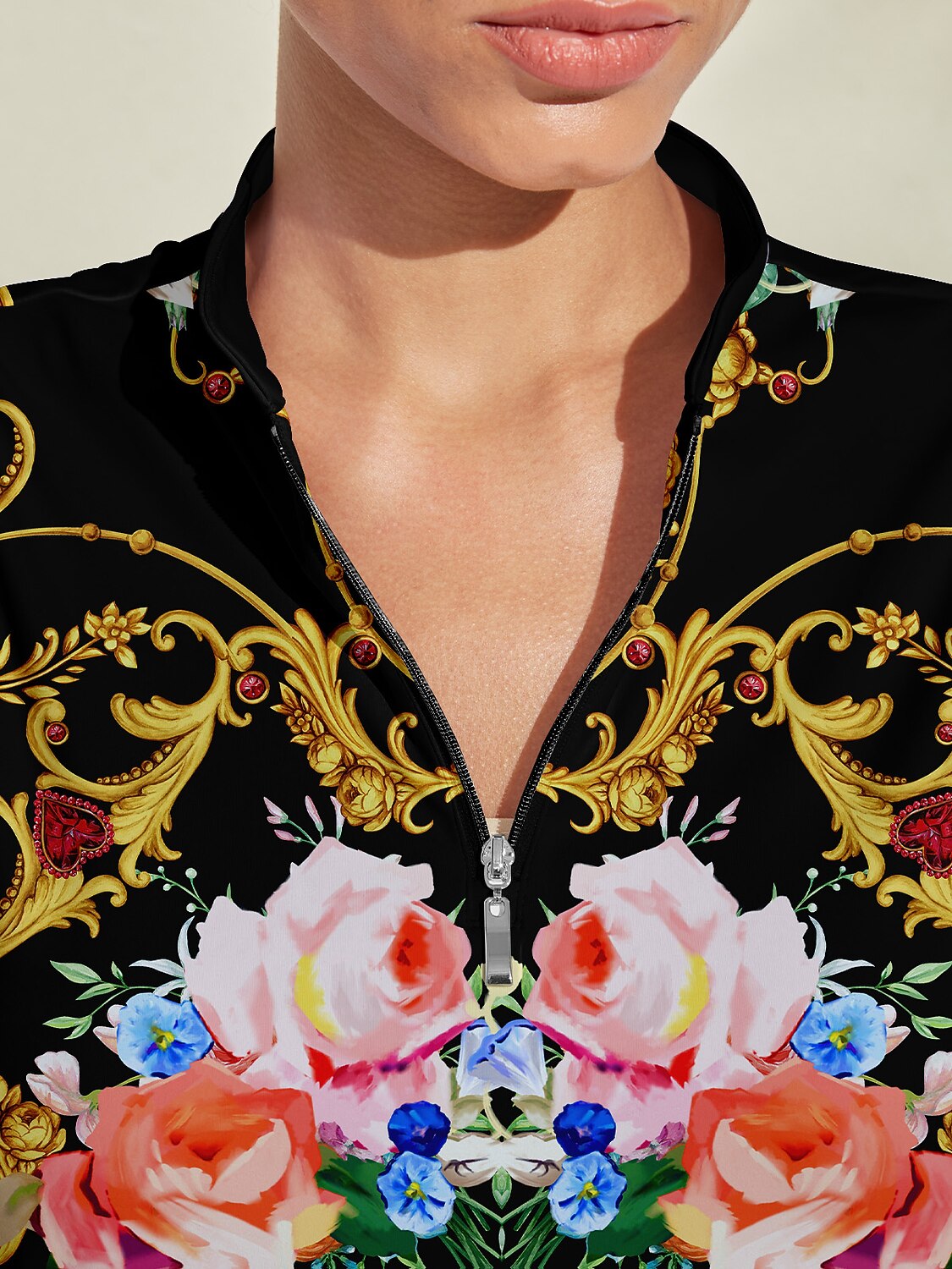 Hyped-up Tropical Golf Shirt Quarterzip UPF50+