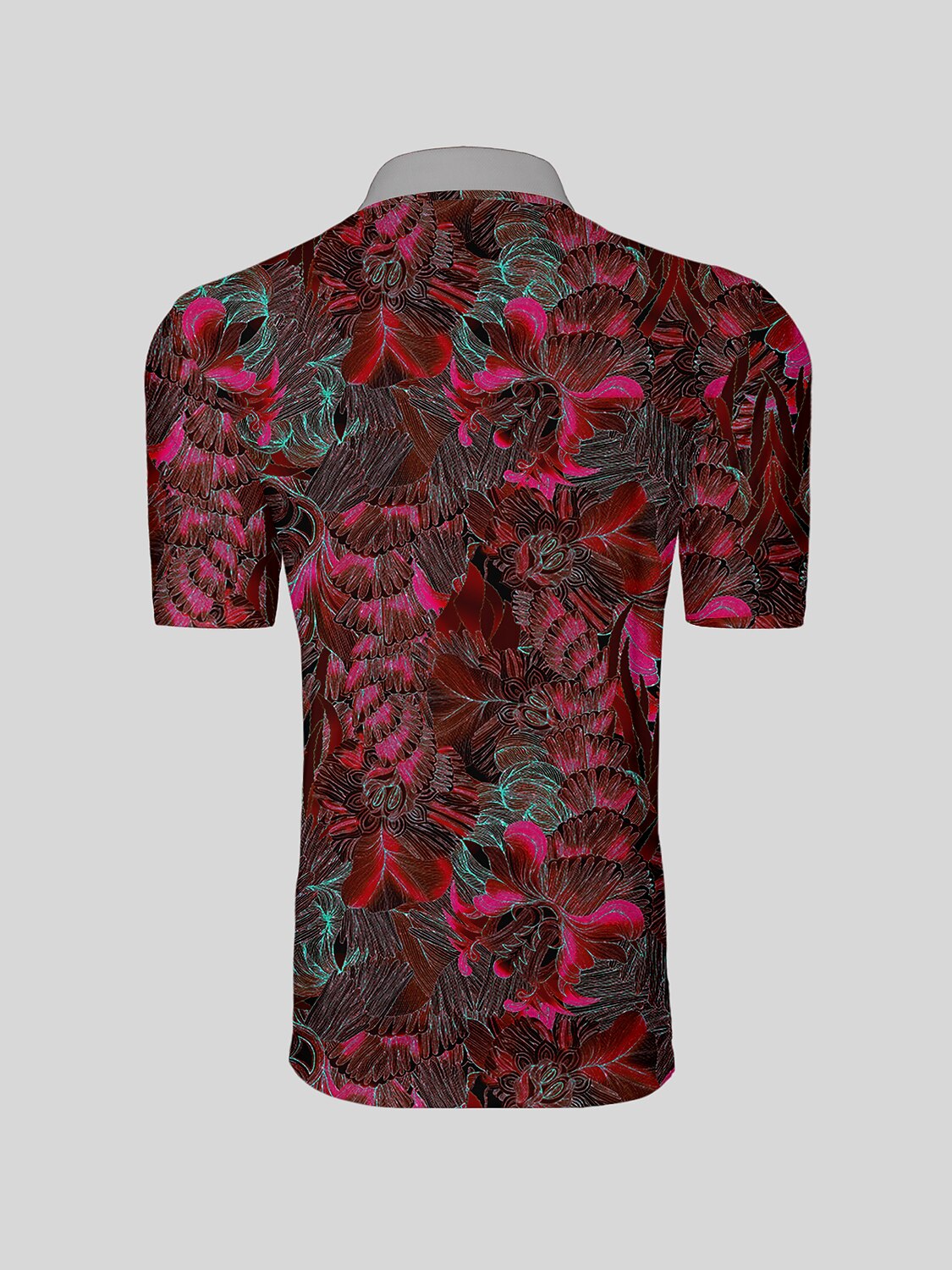 Hyped-up Tropical Men's Ribbed Collar Polo Top UPF50+