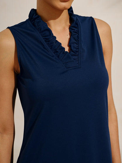 More Than Basic Ruffle V-Neck Sleeveless Dress UPF50+