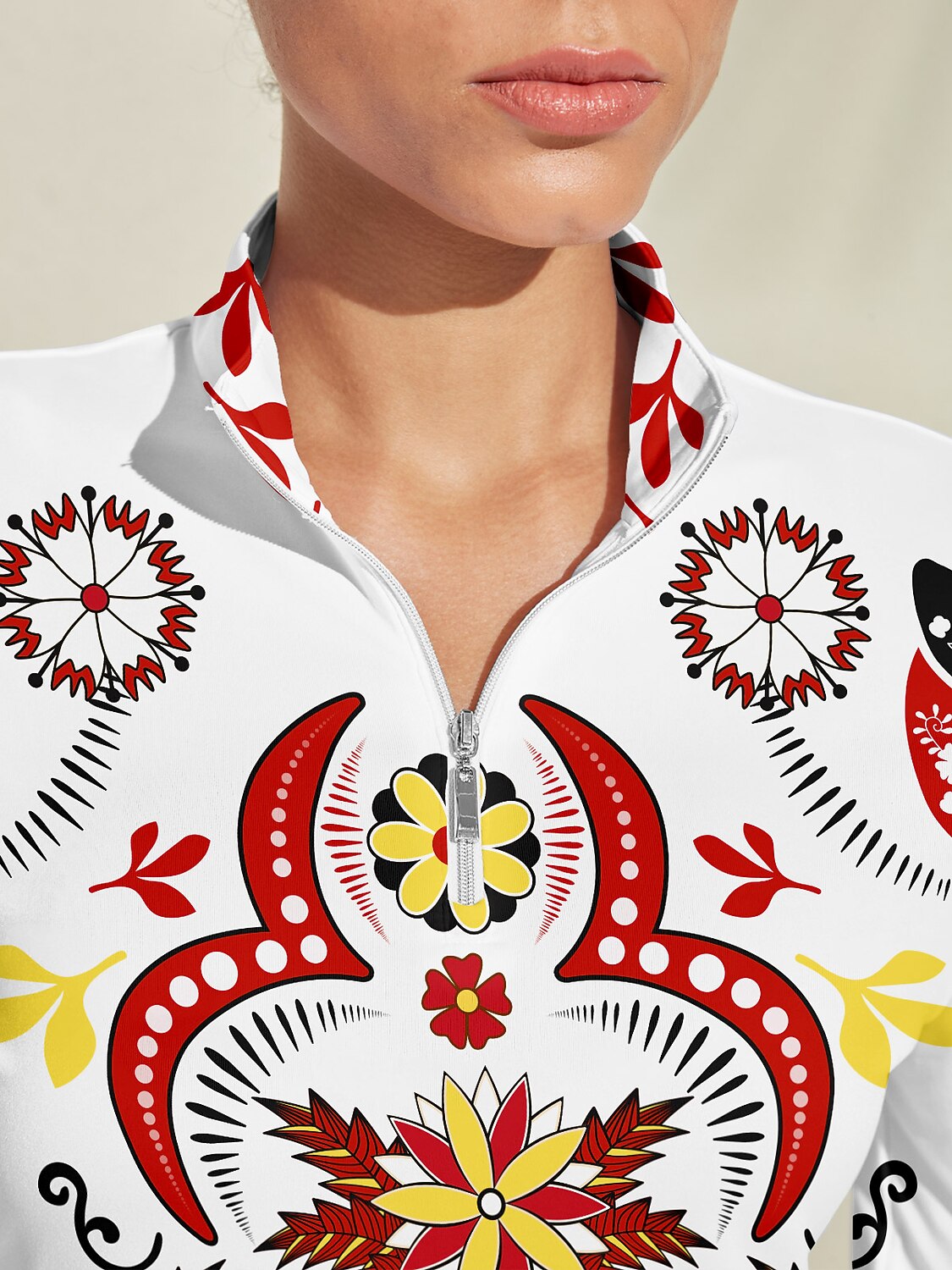 Hyped-up トロピカル ゴルフシャツ クォータージップ UPF50+