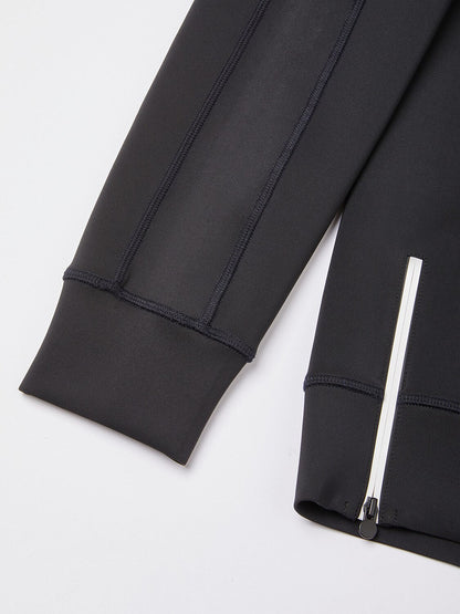 Sudadera básica para hombre con cuello irregular y cremallera, manga larga