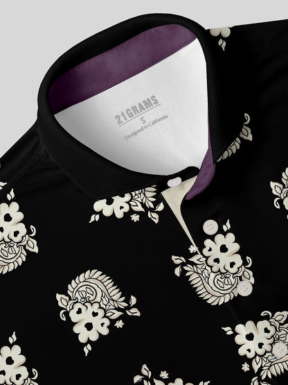 Botanical Energy Men's Ribbed Collar Polo Top UPF50+