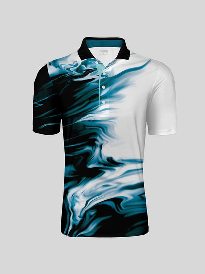 Inked Skins Men's Ribbed Collar Polo Top UPF50+