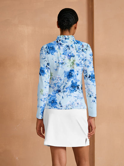 Botanical Energy Ruffle V-Neck Polo Top UPF50+
