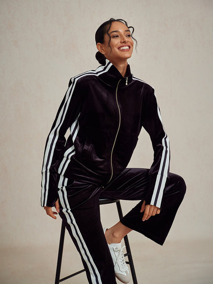 UltraSoft Velvet Chaqueta de Manga Larga con Cierre Completo