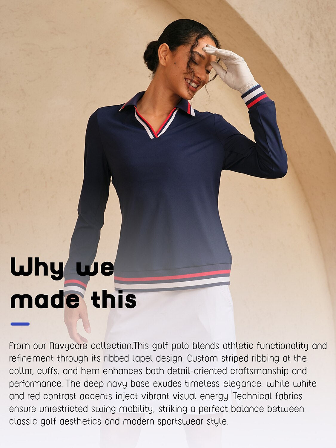 Navycore Color Block V-hals Golf Polo Shirt UPF50+