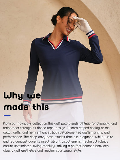 Navycore Color Block V-hals Golf Polo Shirt UPF50+
