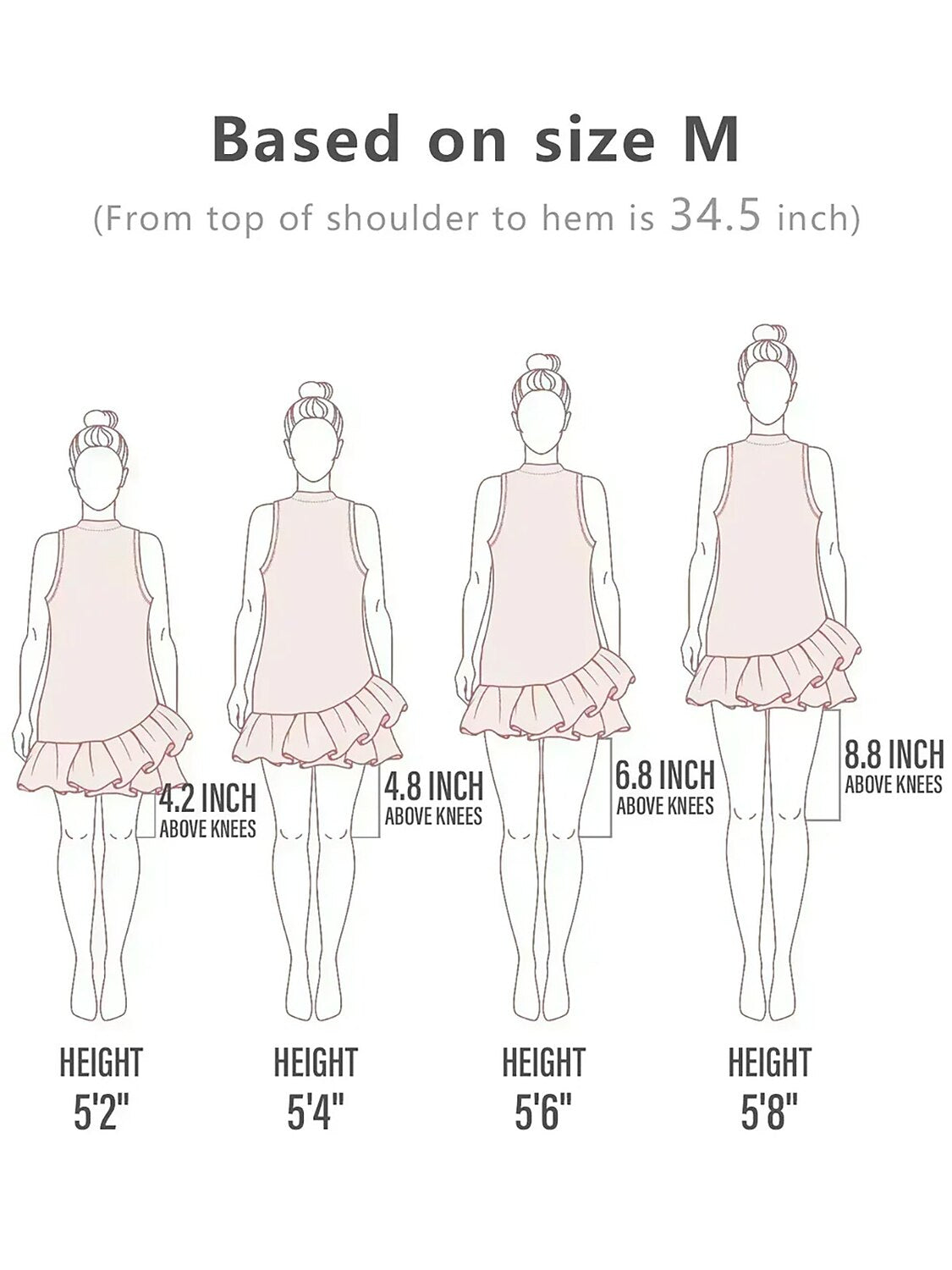 Pretty Feminine Ruffle 34.5 Inch Dress For Golf Pickleball & Tennis