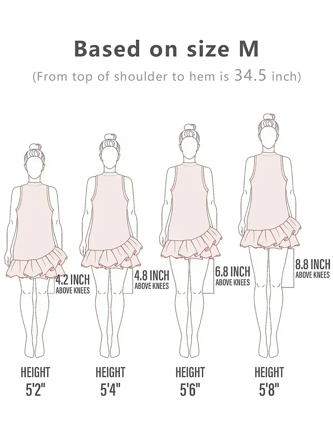 Pretty Feminine Ruffle 35.5 Inch Dress For Golf Pickleball & Tennis