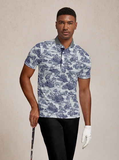 Wildlife Party Herren-Poloshirt mit Rippkragen UPF50+