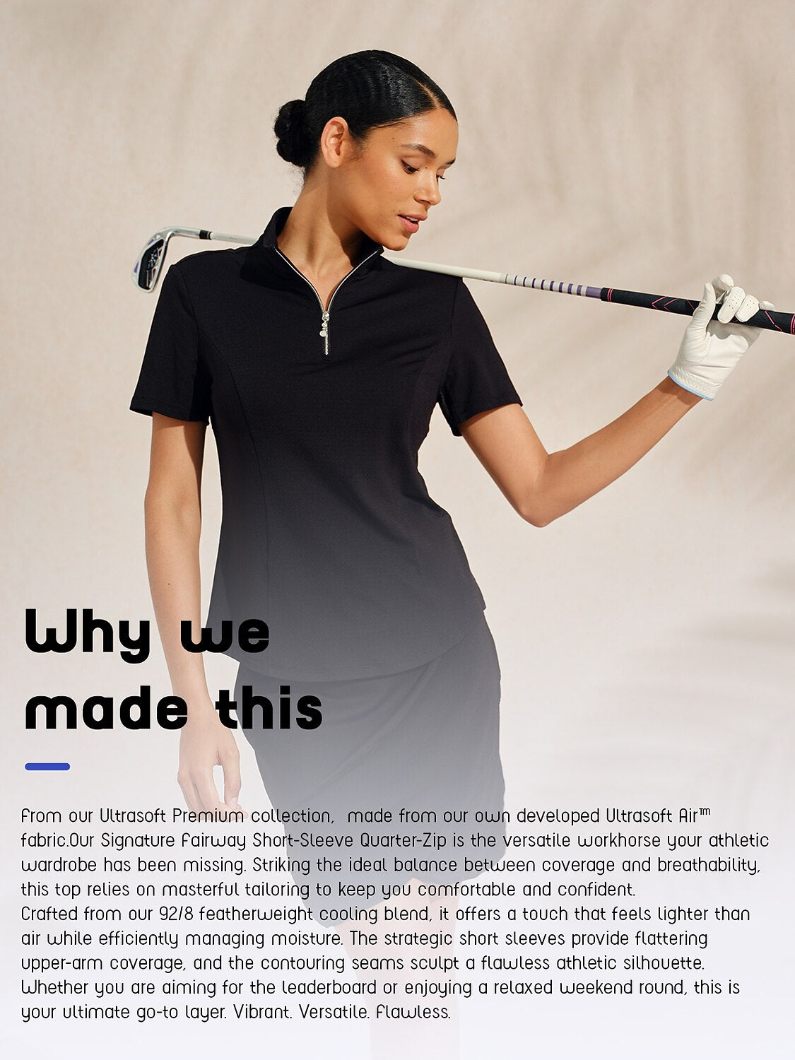 Ultrasoft Premium Short Sleeve Mock Neck Mesh Quarterzip UPF50+