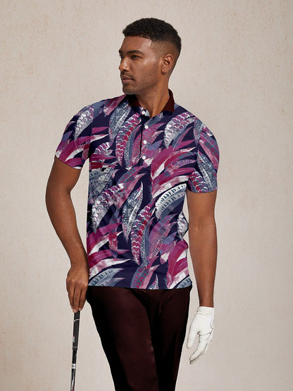 Wildlife Party Men's Ribbed Collar Polo Top UPF50+