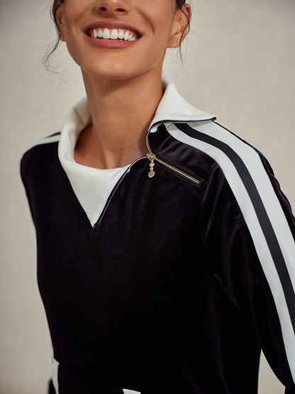 UltraSoft Velvet Sudadera de Manga Larga con Cuello Asimétrico