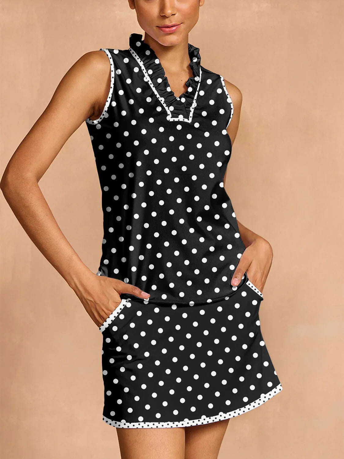 ハイパープレップ ラッフル Vネック タンクトップ UPF50+