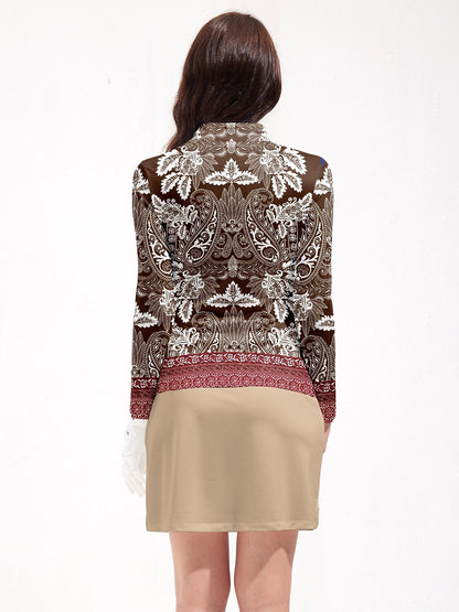 Elegante polo da golf femminile con mezza zip UPF50+