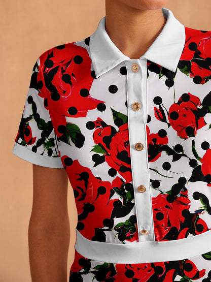 Botanical Energy Short Sleeve A-Line 36.5 Inch Dress