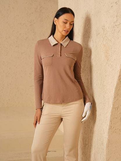 Crisp Couture Long Sleeve Pique Golf Shirt