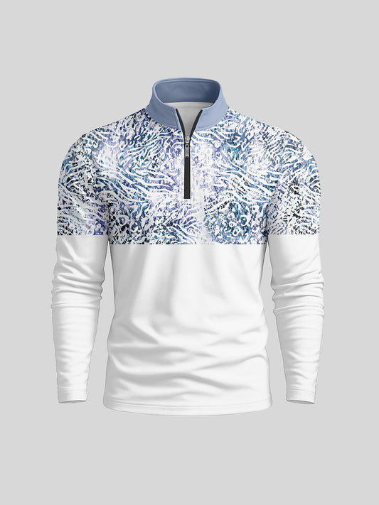 Playful Nautical Men's Golf Shirt Quarterzip UPF50+