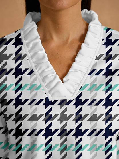 Not So Classic Long Sleeve Ruffle V-Neck Sweatshirt