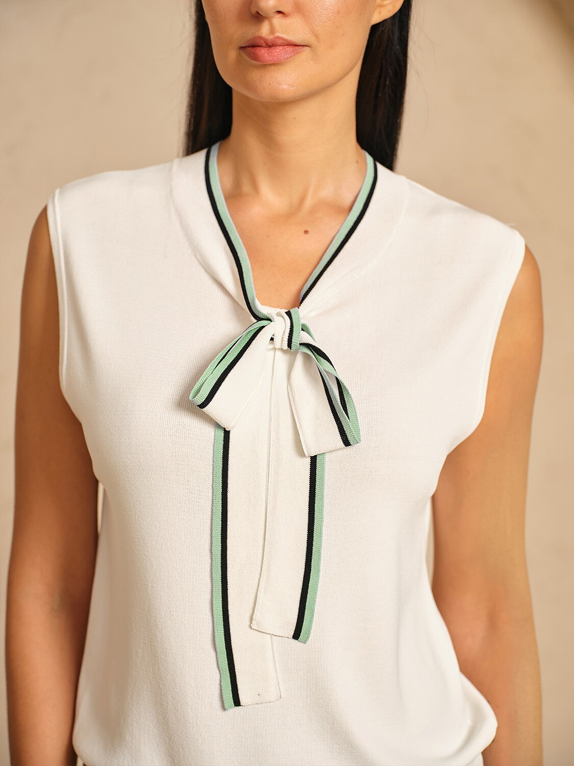 Navycore Sleeveless Colorblock Lace Up Knit Tank