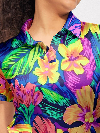 Hyped-up Tropical-Polo Top UPF50+