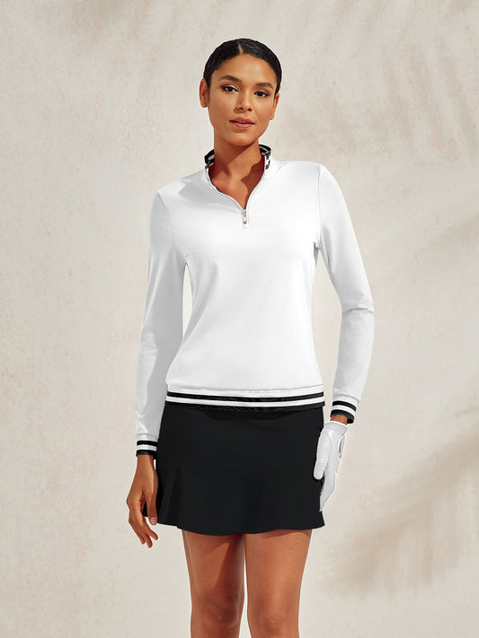 Polo de golf à manches longues Navycore avec demi-fermeture éclair UPF50+