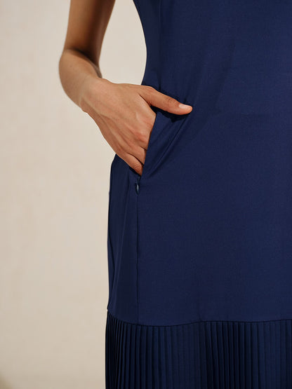 More Than Basic Sleeveless 38.5 Inch Pleated Dress