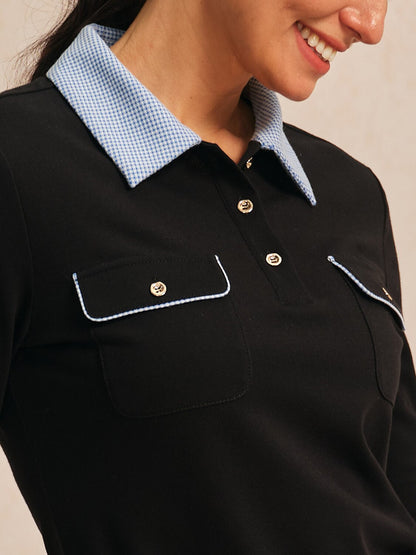 Crisp Couture Long Sleeve Pique Golf Shirt