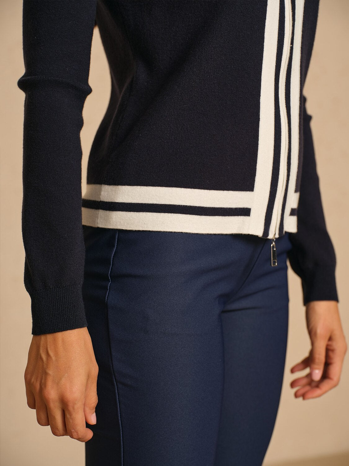 More Than Basic Golf Colorblock Full Zip Sweater