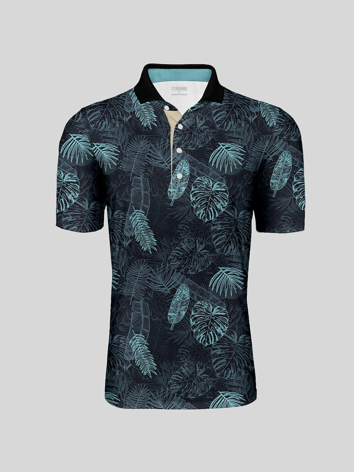 Hyped-up Tropical Men's Ribbed Collar Polo Top UPF50+