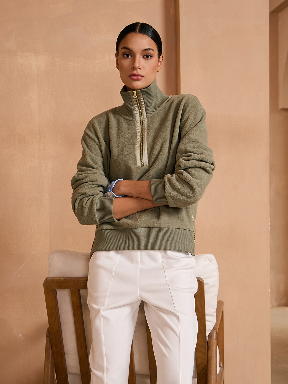 UltraSoft Cloud Fleece Trimmed Quarterzip Sweatshirt