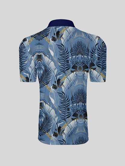 Hyped-up Tropical メンズ リブ襟ポロシャツ UPF50+