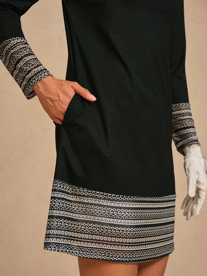 More Than Basic Printed Mesh 36.5 Inch Dress UPF50+