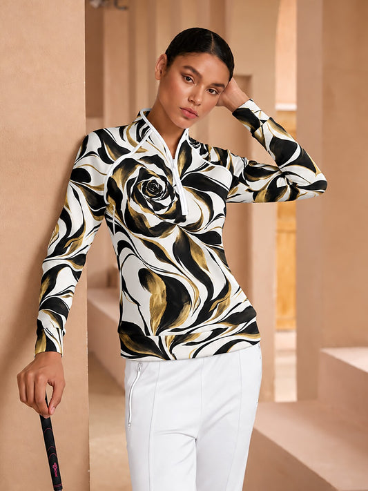 Botanical Energy Sweatshirt mit langen Ärmeln und Kontrastbesatz