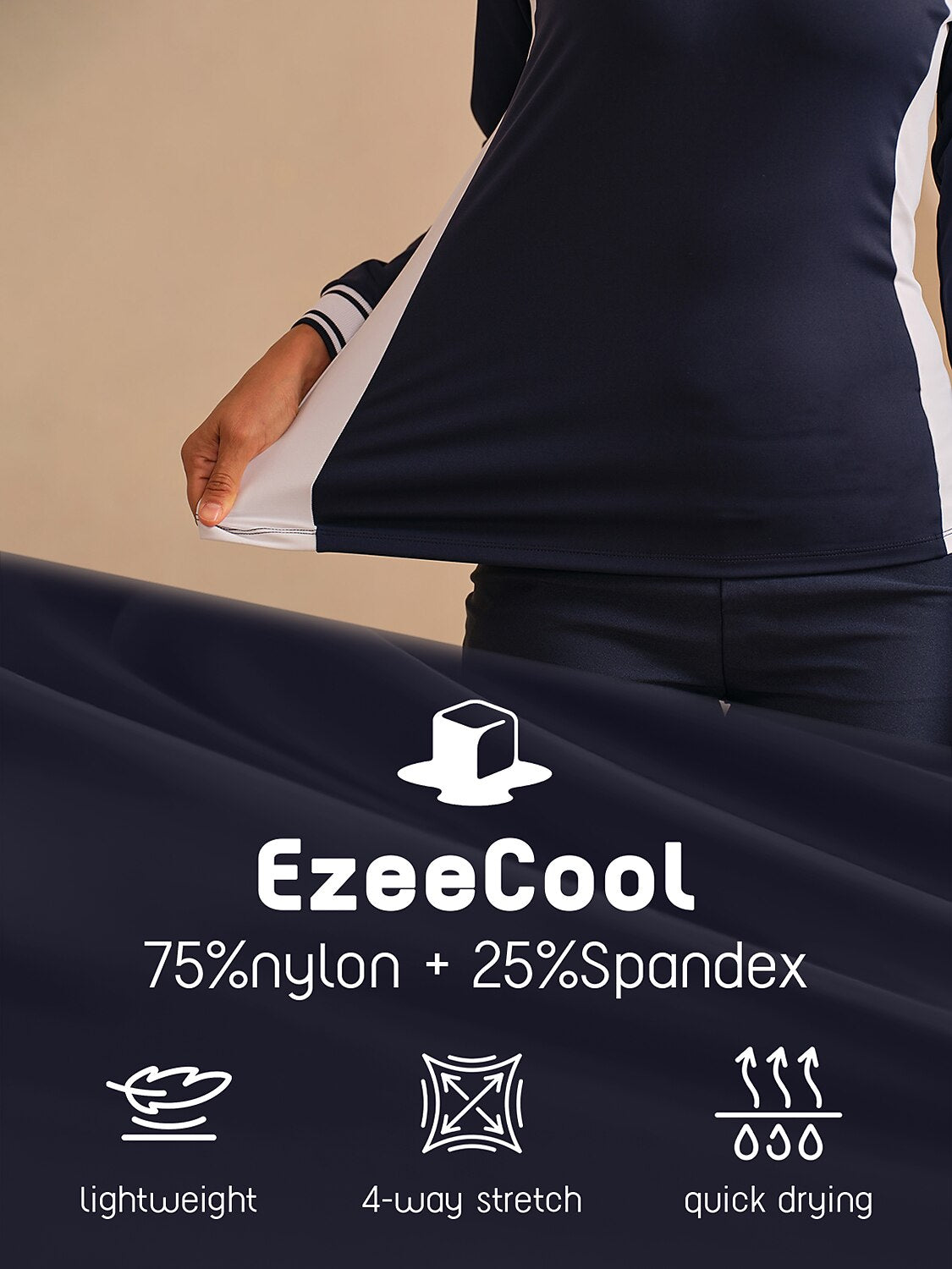 Navycore 長袖 カラーブロック クォータージップ UPF50+