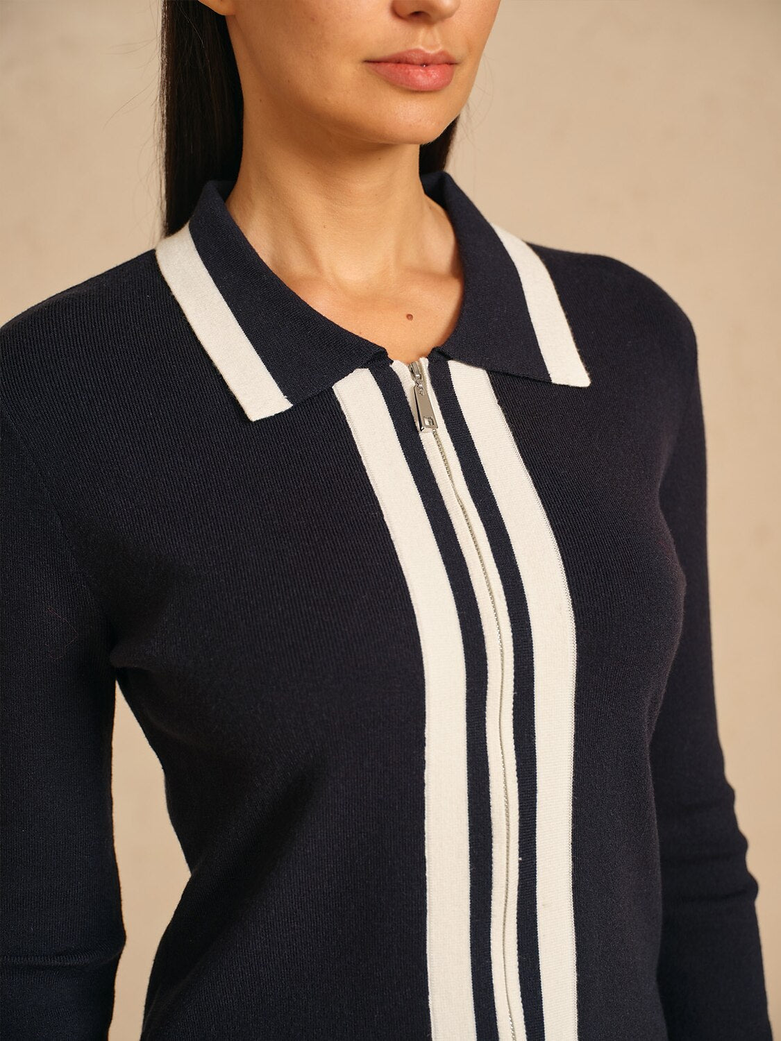 More Than Basic Golf Colorblock Full Zip Sweater