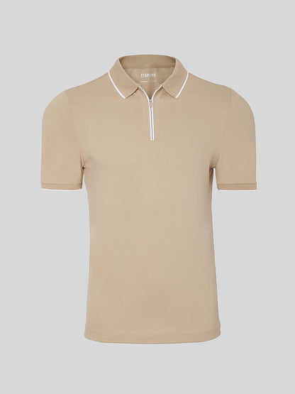 NaturalComfy Polo de Hombre de Manga Corta con Cuello Cuarto de Cremallera