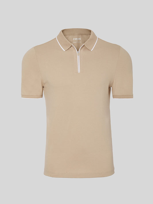 NaturalComfy Polo de Hombre de Manga Corta con Cuello Cuarto de Cremallera