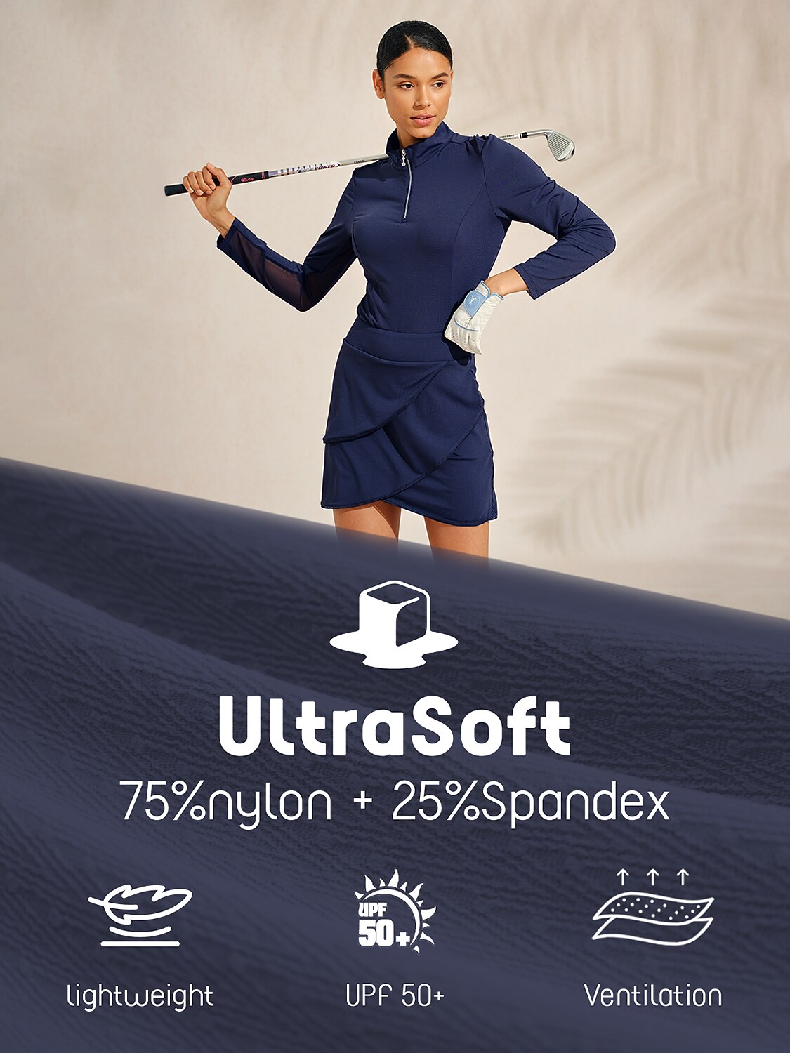 Ultrasoft Premium Long Sleeve Mock Neck Mesh Quarterzip UPF50+