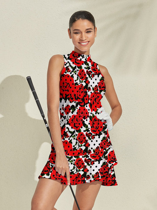 Botanical Energy Ruffle 35.5 Inch Dress For Golf Pickleball & Tennis