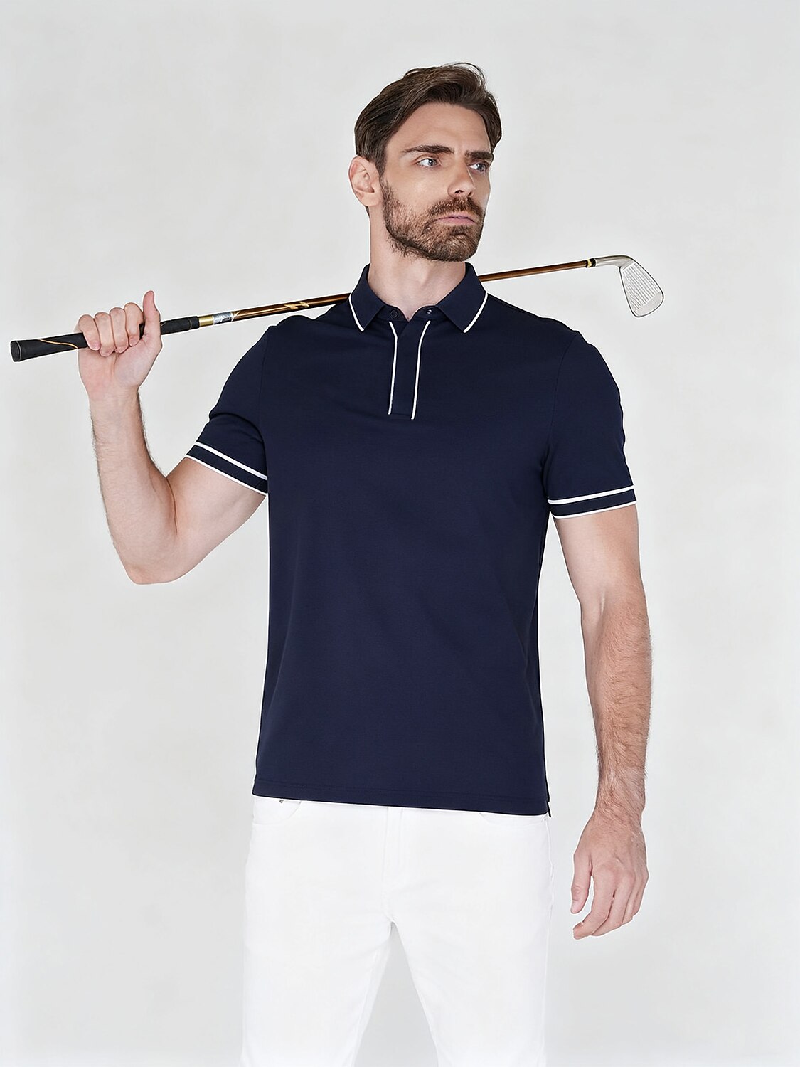 NaturalComfy Polo para Hombre con Ribetes en Contraste