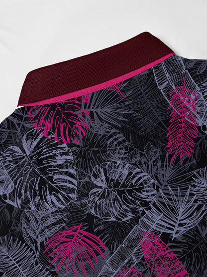 Hyped-up Tropical メンズ リブ襟ポロシャツ UPF50+