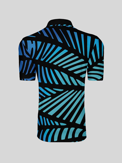 Playful Nautical Men's Ribbed Collar Polo Top UPF50+