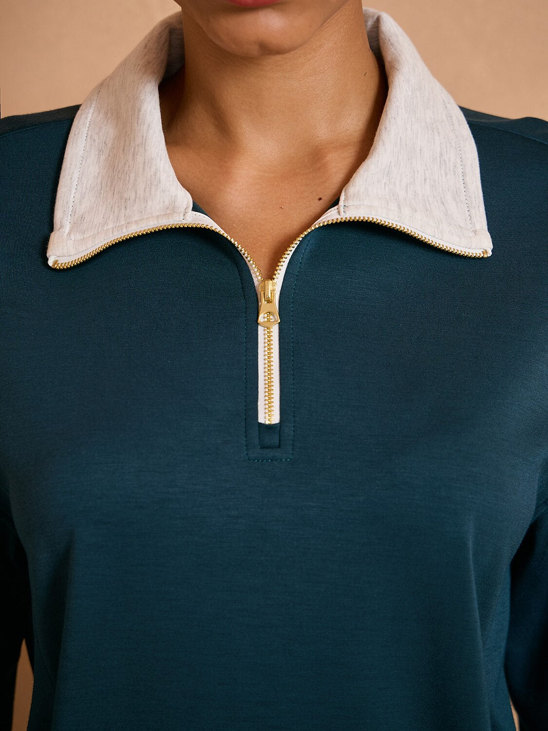 UltraSoft Color Block Quarterzip Sweatshirt