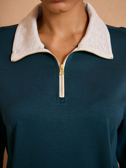 UltraSoft Color Block Quarterzip Sweatshirt