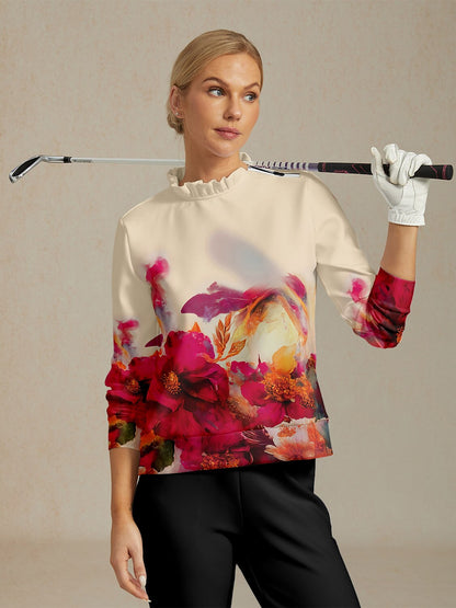 Botanical Energy ラッフルカラー ゴルフスウェットシャツ