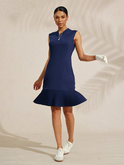 More Than Basic Sleeveless 38.5 Inch Pleated Dress