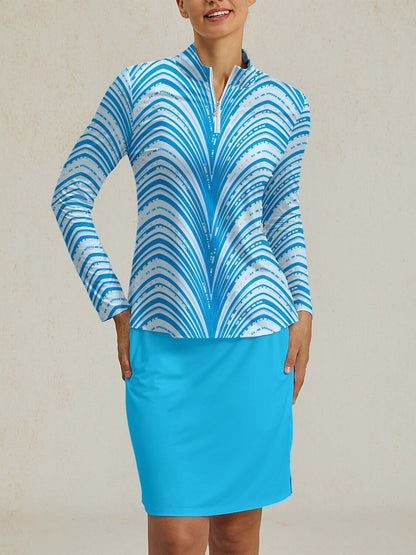 Air Brush Silky Ruffle Golf Shirt Quarterzip UPF50+