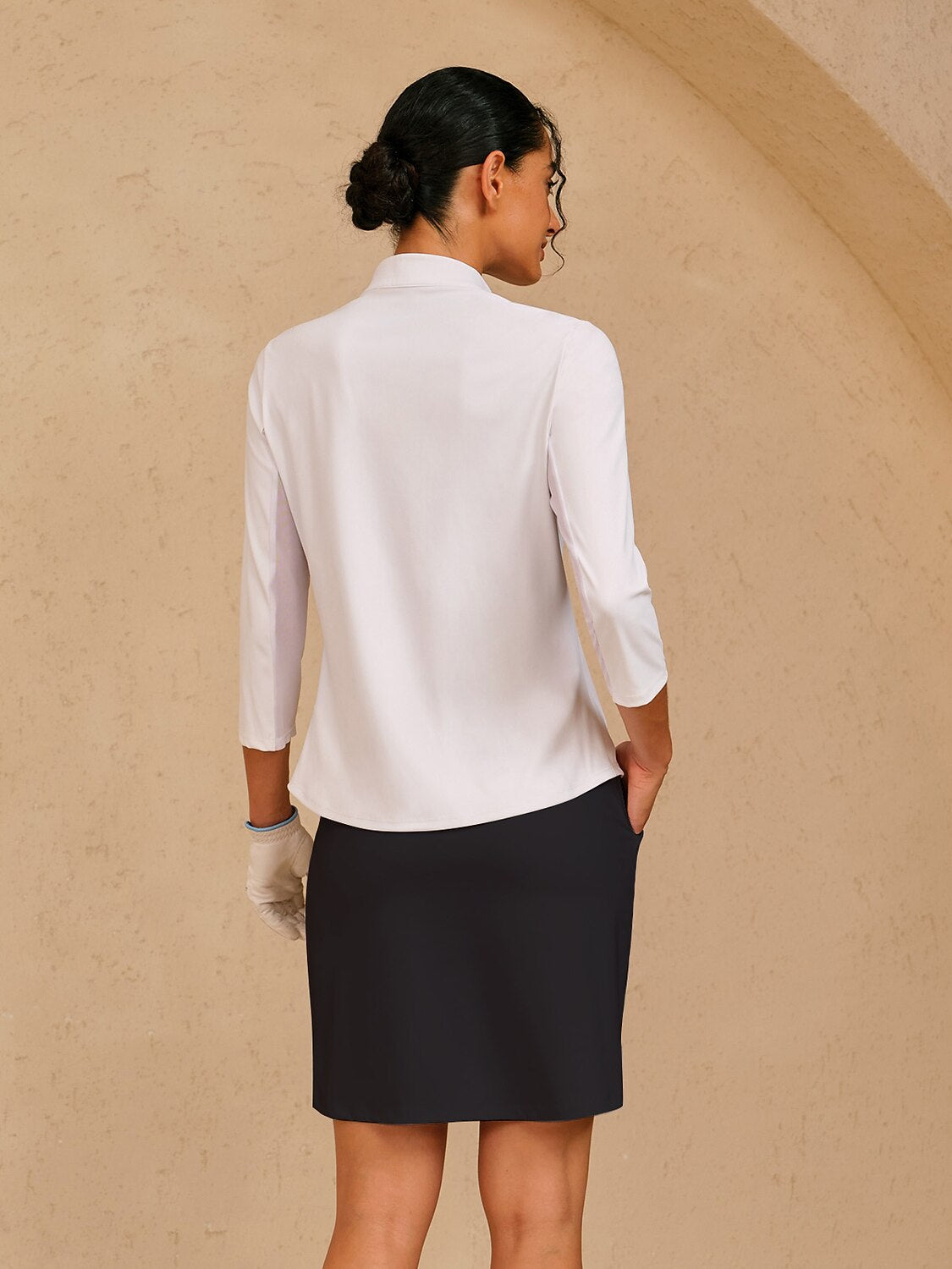 More Than Basic Polo de Malla con Volantes y Escote en V UPF50+