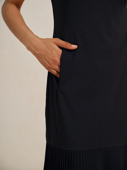 More Than Basic Sleeveless 38.5 Inch Pleated Dress